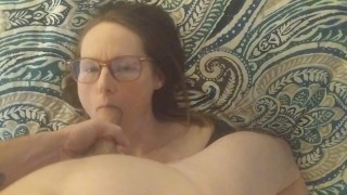 Beautiful wife sucks cock her male's and gets facial.