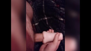 Guy can't last in cheap masturbation toy