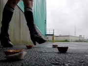 Preview 2 of Giant Black Boots Crushing Custard