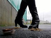 Preview 6 of Giant Black Boots Crushing Custard