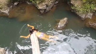 UNDERWATER Open PUSSY into the VAGINA FALL(Touristic Public Waterfall)