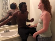 Preview 1 of Redhead PAWG Gets fucked Hard on Bathroom Counter Gets creampie by BBC