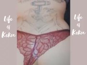 Preview 1 of Red lingerie fuck, thick ass Latina gets bent over while roommate showers