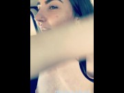 Preview 4 of exhib on a highway area - I masturbate my pussy in the car - pee break