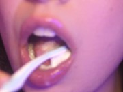 Preview 3 of Tiny toothbrush helper gets swallowed and digested - VORE - Maria Alive