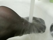 Preview 3 of Black stockings in the bathroom and under the shower
