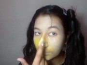 Preview 6 of Teen got all yellow with the fucking paint thrown on her face
