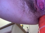 Preview 5 of gaping bbw pisses everywhere while she fucks her ass with a traffic cone