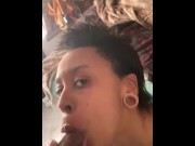 Preview 5 of babe swallows bbc, super sloppy deepthroat & swallows cum