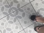 Preview 1 of @tici_feet IG tici_feet walking around, black havaianas and toenails