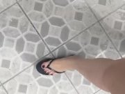 Preview 2 of @tici_feet IG tici_feet walking around, black havaianas and toenails