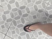 Preview 4 of @tici_feet IG tici_feet walking around, black havaianas and toenails