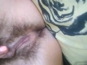 Preview 1 of hairy pussy finished with a squirt and splattered the screen GinnaGg