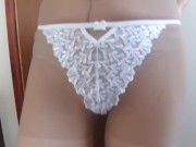 Preview 2 of TRY ON HAUL LACE LINGERIE BLACK WHITE UNDERWEAR PANTYHOSE THONG G-STRING!