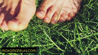 SEXY MILF Walking Barefoot in Grass