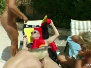 Preview 6 of MENS DREAM CUM TRUE - ONE GUY FUCK 3 GERMAN MILFs on Holiday