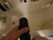 Preview 3 of Cumming Inside Fleshlight with Glass Butt Plug (Announcing Orgasm)