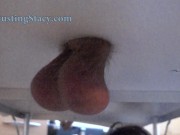 Preview 1 of Super Slow Motion Balls Punching Trailer, Gloryhole Table Ballbusting