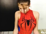 Preview 5 of Kinky stepsister in a spiderman outfit gets creamed