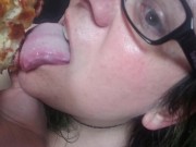 Preview 2 of Trans Girl Licks Pizza Like She'll Lick Your Fat Cock