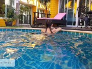 Preview 2 of Nudist walks around the hotel and masturbates by the pool