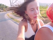 Preview 1 of Tourist fell for my motorbike and got hot sex and cum on her chest