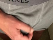 Preview 1 of Quarantined Cumming in Gray Hanes Boxer Briefs