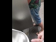 Preview 2 of public toilet jerk and wank with a hot guy! huge dick!