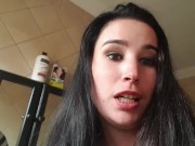 Preview 1 of Girl pissing selfie and licking the toilet clean