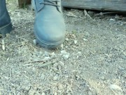 Preview 4 of Farm boy crushes crunchy empty shells with his boots - crush spit piss cum