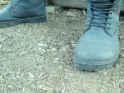 Preview 6 of Farm boy crushes crunchy empty shells with his boots - crush spit piss cum