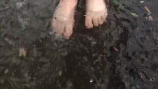 Barefoot Outdoors In The Rain - Fetish 