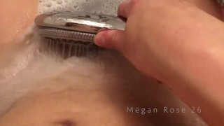 Lesbian faucet masturbation in bathtube