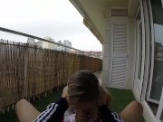 Preview 6 of Great blowjob and handjob with big cumshot, POV in public