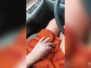 Preview 1 of Blonde teen has orgasm in a parking lot in front of supermarket