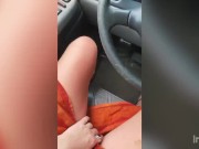 Preview 2 of Blonde teen has orgasm in a parking lot in front of supermarket