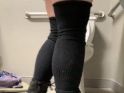 Preview 3 of BBW Buys Soda to STUFF IN HER GAPING PUSSY in a Public Bathroom!