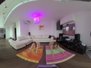 Preview 1 of VR180 vr video miss_pussycat and riki doing afternoon naked yoga together