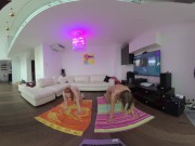 Preview 6 of VR180 vr video miss_pussycat and riki doing afternoon naked yoga together