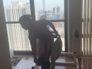 Preview 4 of AMBER SKY STRIPS NAKED IN FRONT OF WINDOW WASHER DURING QUARANTINE