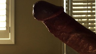 Hot cock shows off stroking and cumming up close and personal...