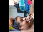 Preview 3 of Choking on his cock til he nuts - BBC daddy giving oral creampie