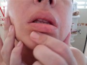 Preview 5 of My sensual lips are perfect. Massage of lips and face. Fitness for the face