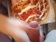 Preview 5 of Milf eats cum on pizza