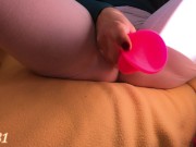 Preview 4 of masturbating through yoga pants, and orgasm is real , wet leggings