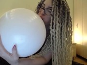 Preview 3 of White big ballon blow then pop with ASS