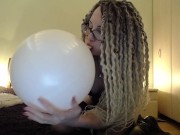 Preview 4 of White big ballon blow then pop with ASS
