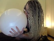 Preview 5 of White big ballon blow then pop with ASS