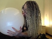 Preview 6 of White big ballon blow then pop with ASS
