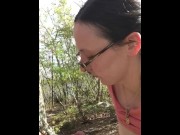 Preview 2 of Skinny young slut puts cock in her throat in the forest